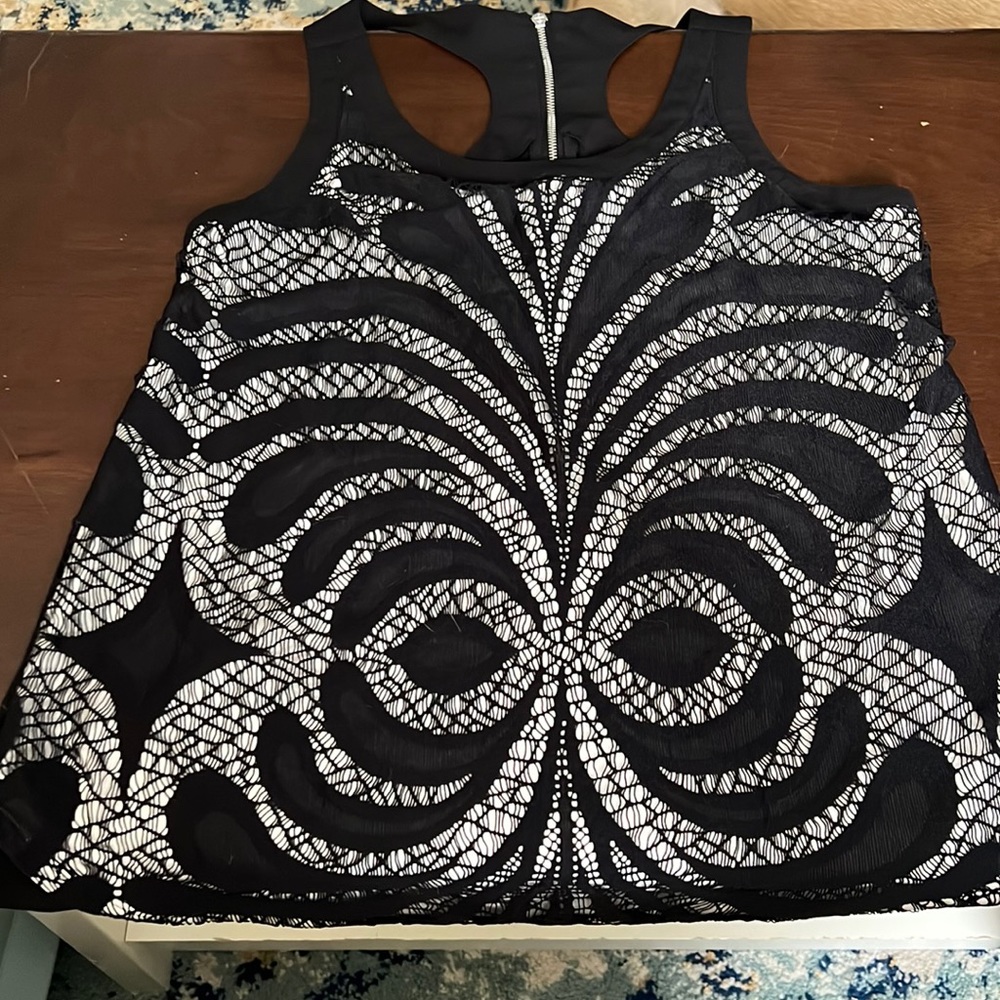 Express black and white lace tank top